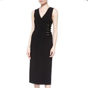 A.L.C | Cullen Faux-Wrap Buckle-Waist Dress Black, Womens 6